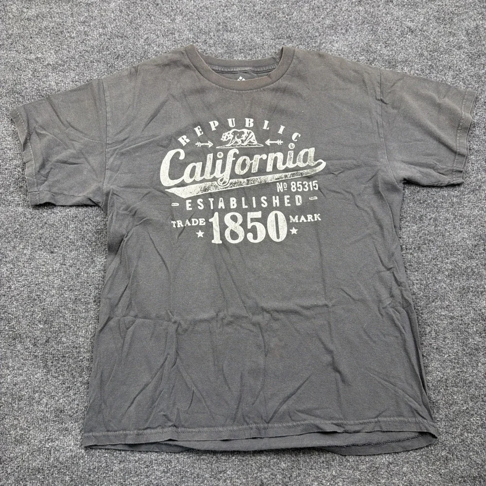 Mens Size Large California Republic Gray Shirt Tee Lg L Short Sleeve